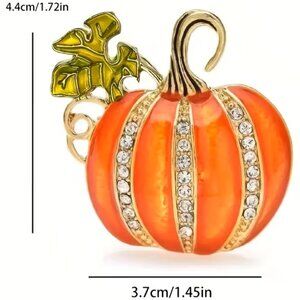 Sparkling Rhinestone Pumpkin Brooch Lapel Pin Fall Accessory Z195